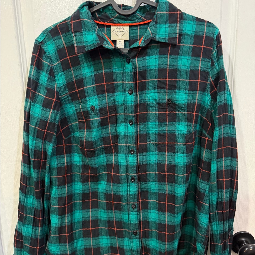 St. John's Bay Teal and Red Plaid